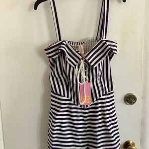 Samantha Pleet Striped Shield Romper